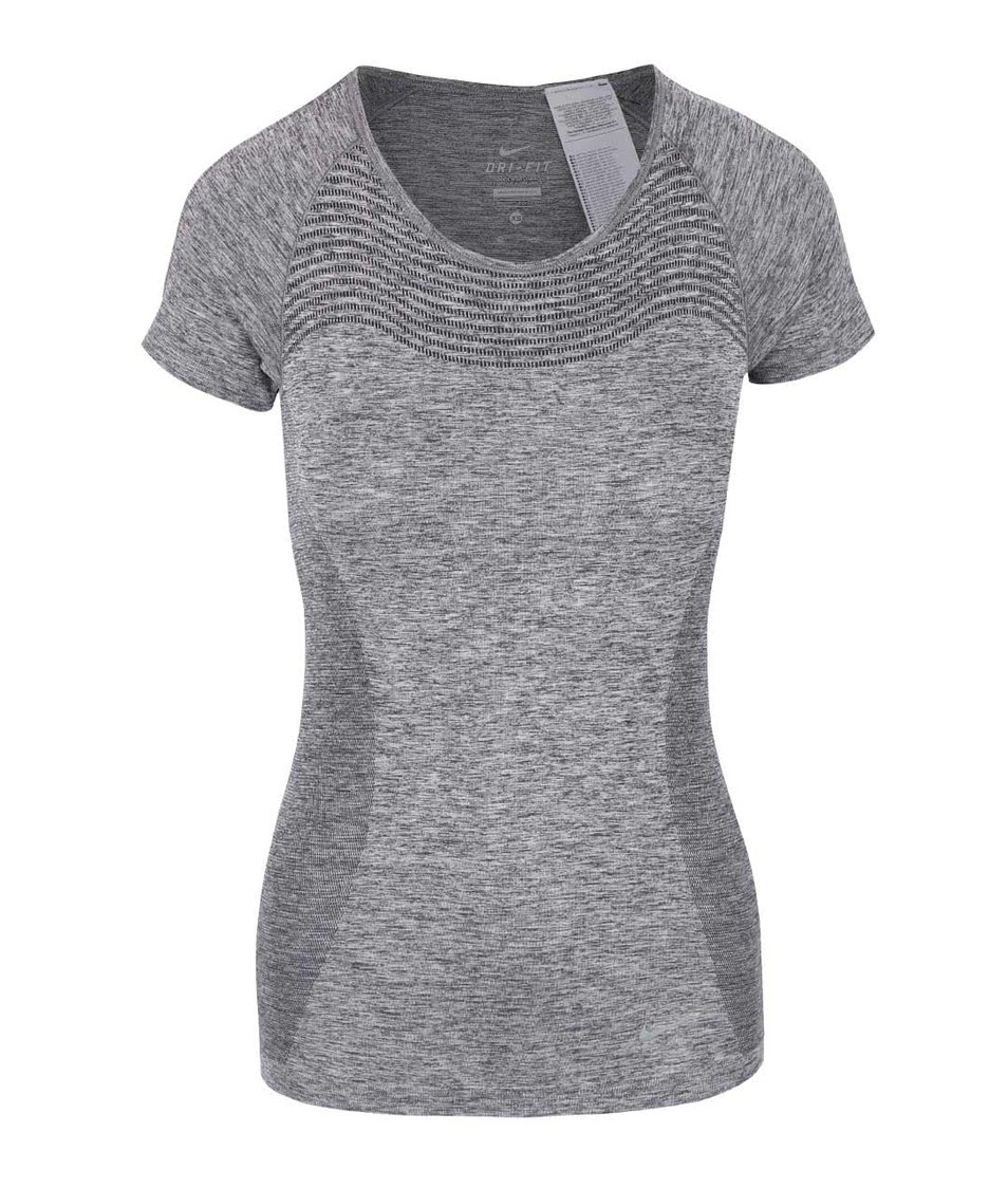 Šedé dámské tričko Nike Dri-Fit Knit