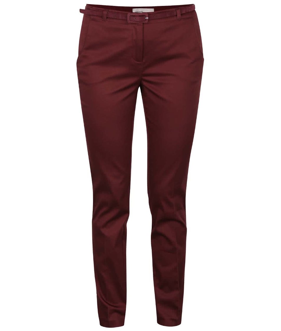 Vínové slim fit kalhoty s páskem Vero Moda Roos