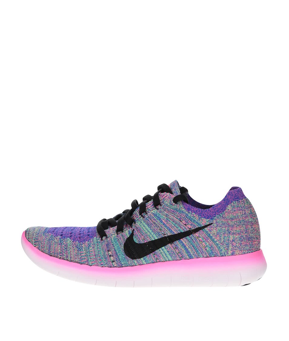 Růžovo-fialové žíhané dámské tenisky Nike Free Flyknit