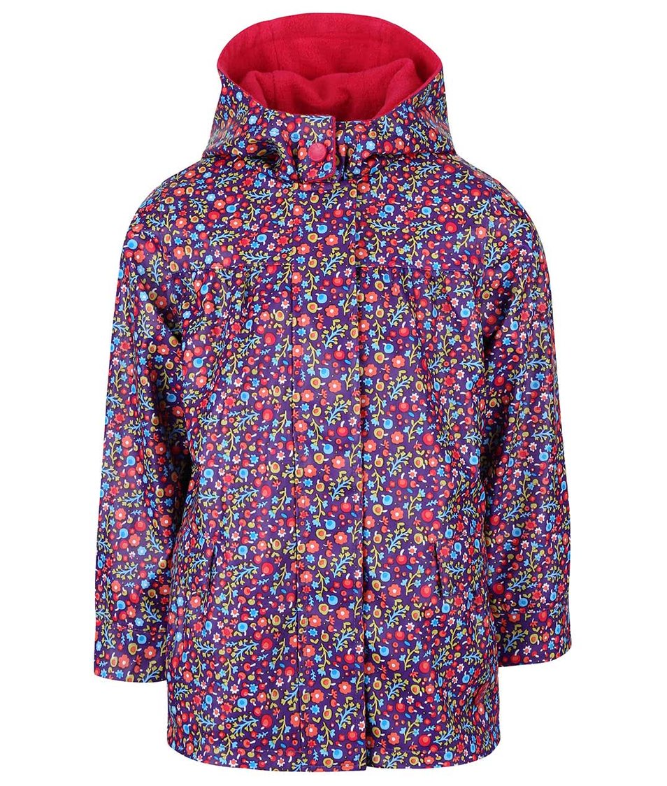 Fialová holčičí nepromokavá bunda s květinovým vzorem Bóboli