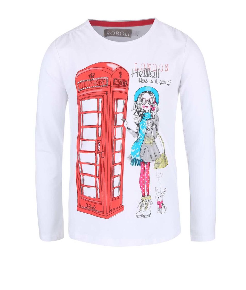 Bílé holčičí tričko s dívkou v Londýně Bóboli