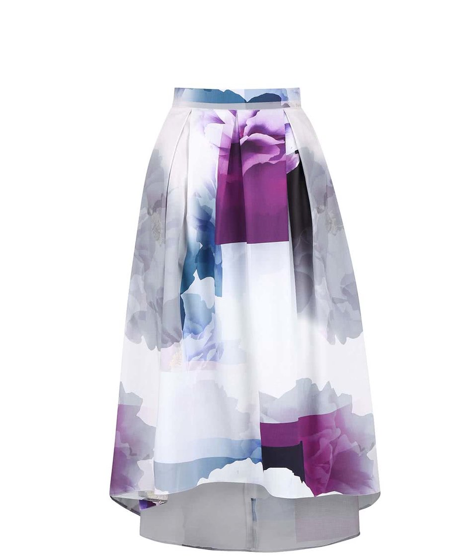 Krémová midi sukně s fialovo-šedými květy Closet