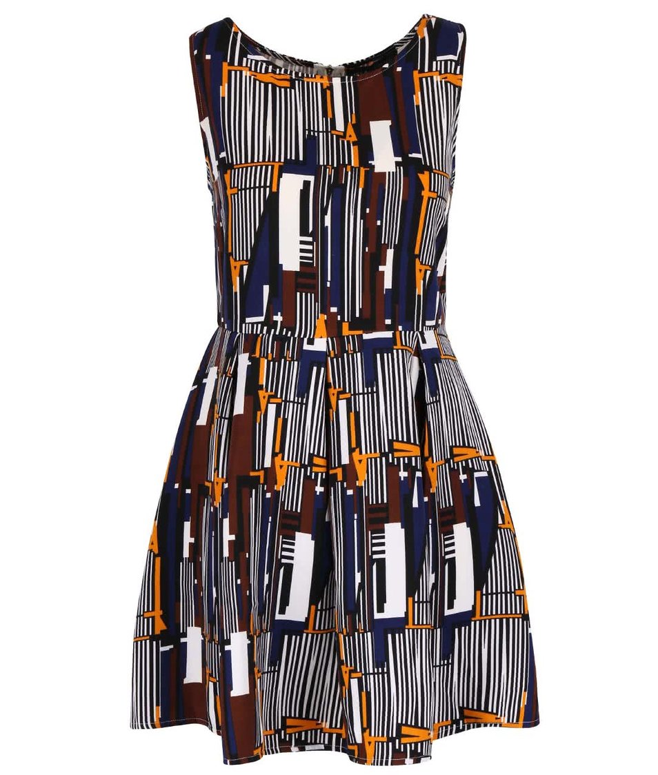 Krémové vzorované šaty se skládanou sukní Mela London