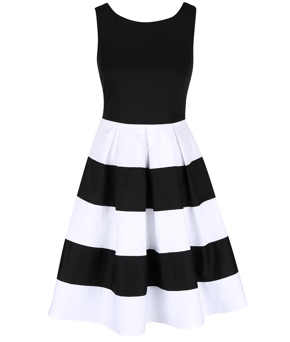 Černo-bílé šaty s pruhovanou sukní Dolly & Dotty Anna