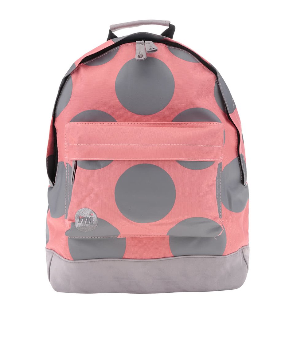 Šedo-růžový dámský batoh s puntíky Mi-Pac All Polka XL