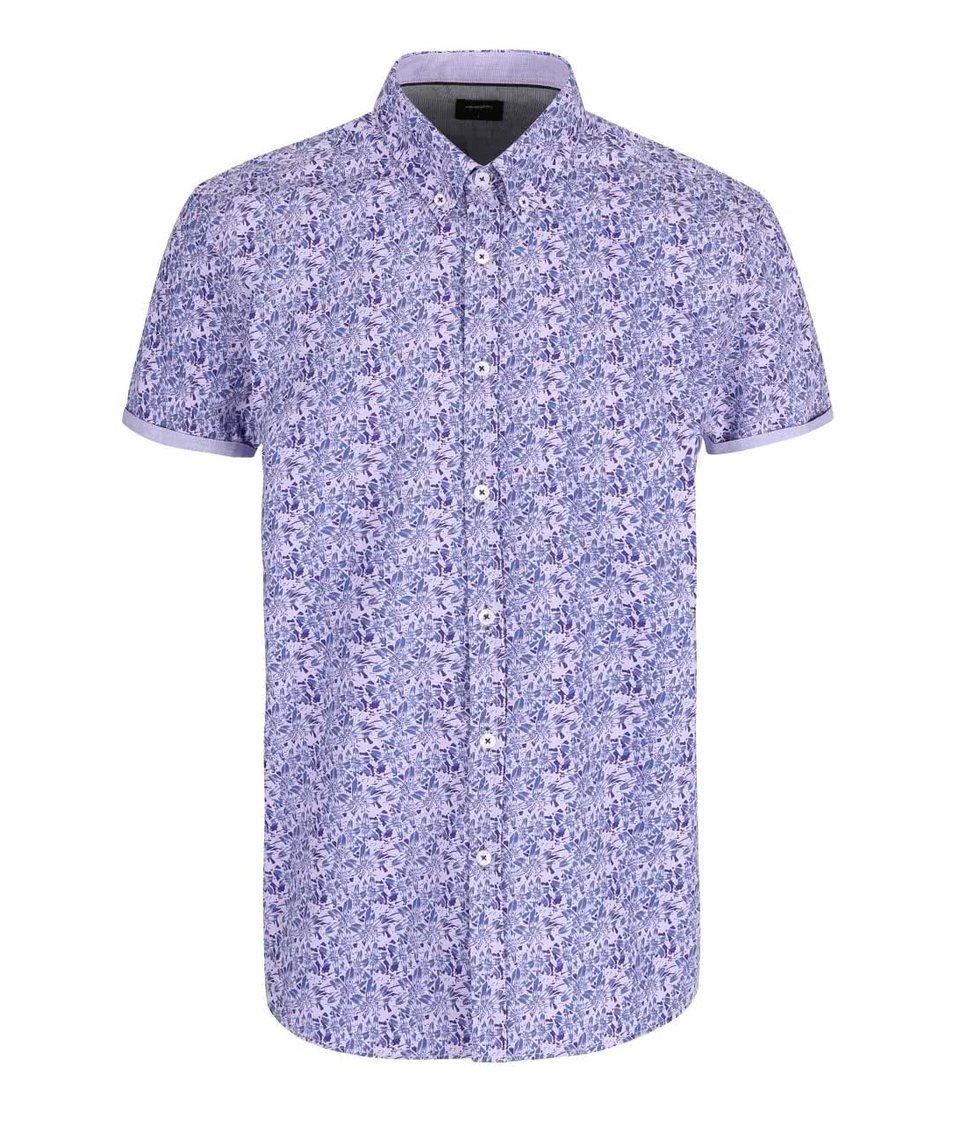 Fialová košile s květinovým potiskem Burton Menswear London