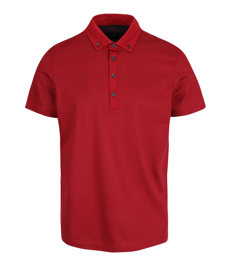 Červené polo triko s knoflíky Burton Menswear London