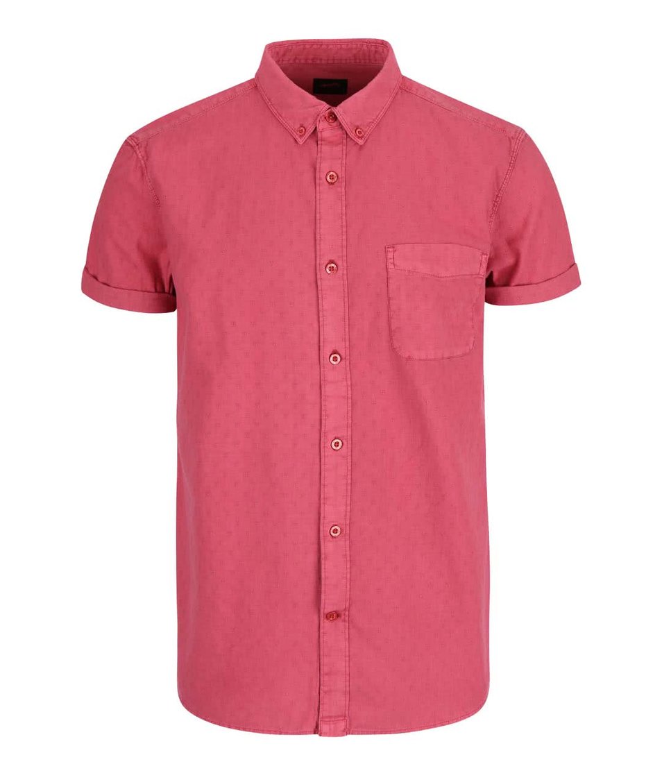 Červená vzorovaná košile s krátkým rukávem a kapsou Burton Menswear London