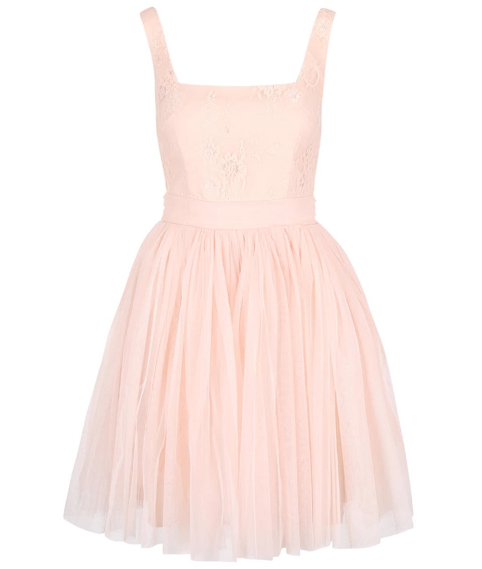 Světle růžové šaty s krajkovaným topem Little Mistress