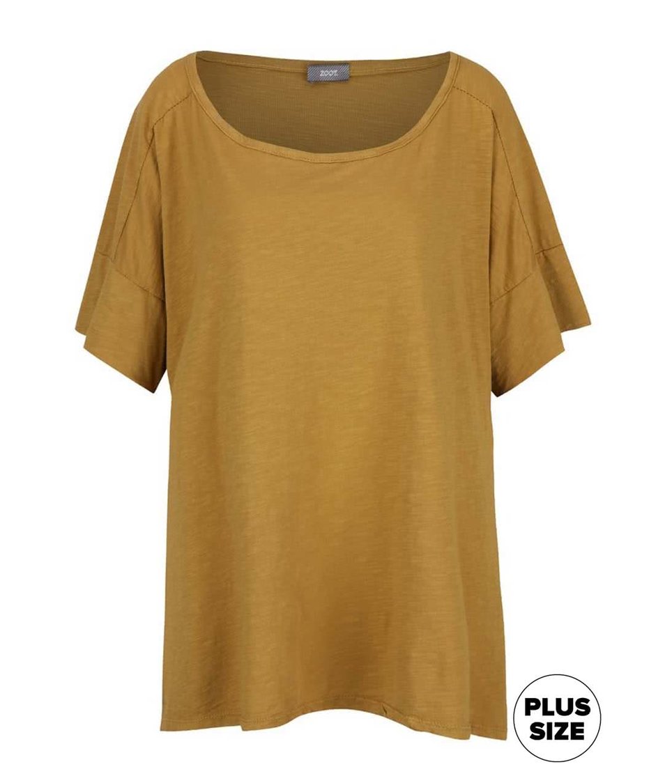 Hořčicové dámské volnější tričko s krátkým rukávem ZOOT simple