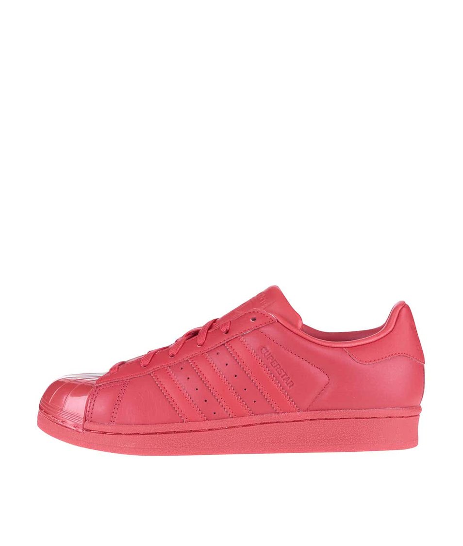 Červené dámské kožené tenisky adidas Originals Superstar Glossy