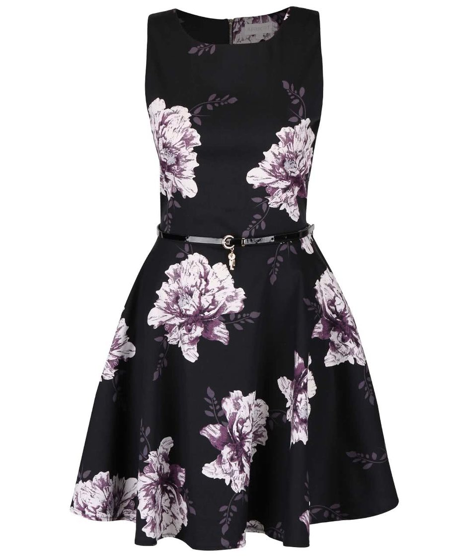 Černé šaty s fialovými květy Apricot