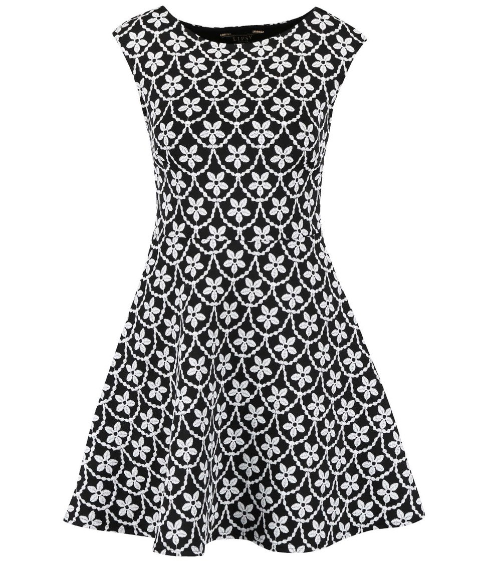 Černo-bílé šaty květovaným potiskem Lipsy