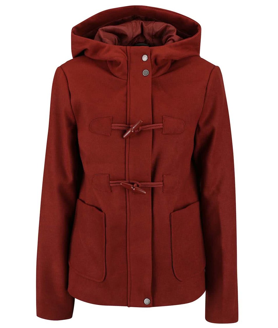 Cihlový kratší kabát s kapucí Vero Moda Modaliga