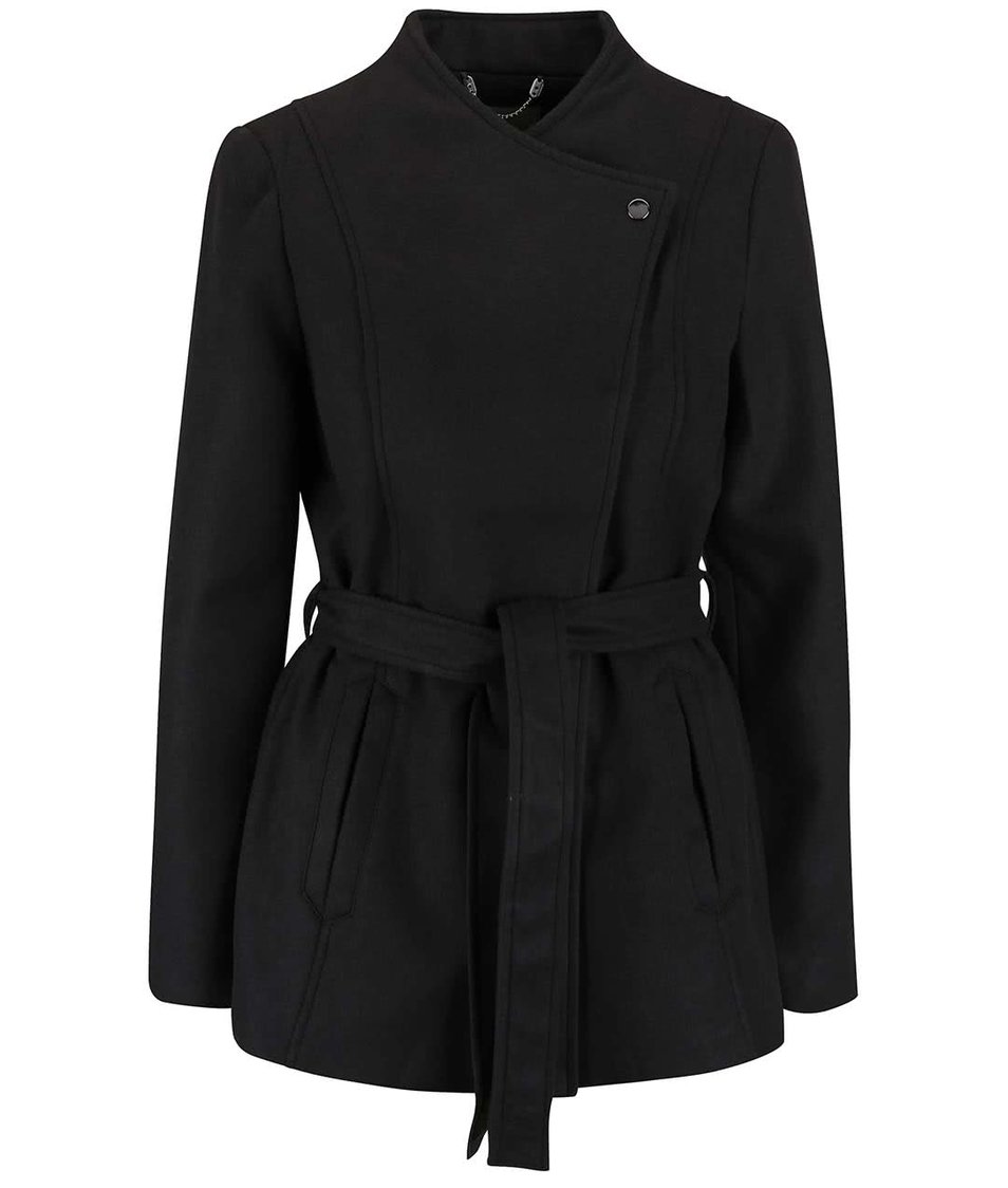 Černý kabát s páskem Vero Moda Fieliga