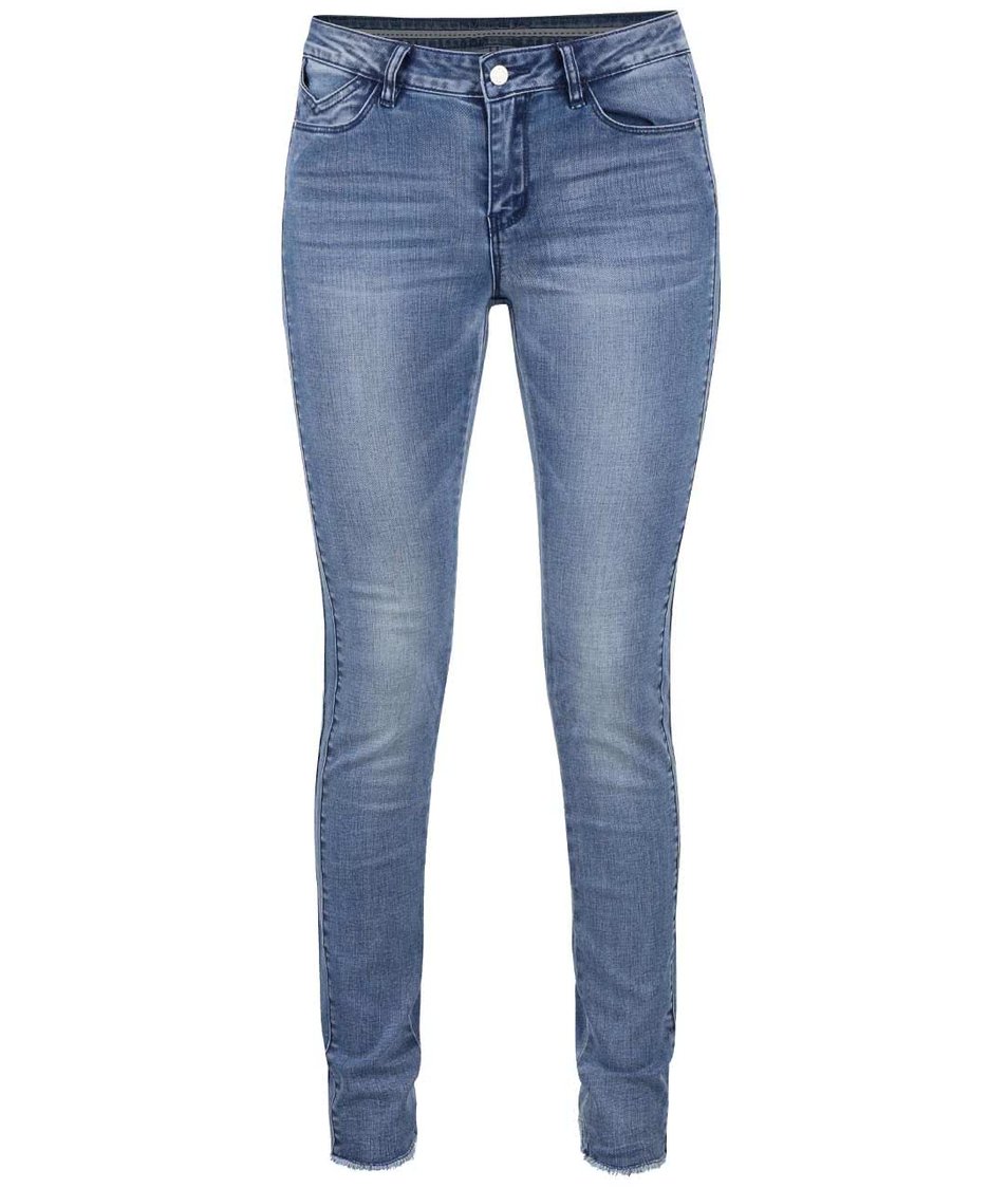 Modré slim fit džíny s roztřepenými nohavicemi VILA Commit