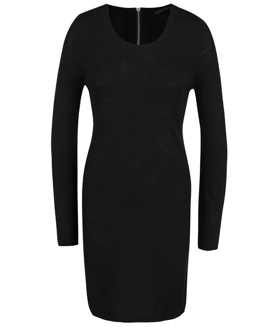 Černé úpletové šaty s dlouhým rukávem ONLY New Hayley