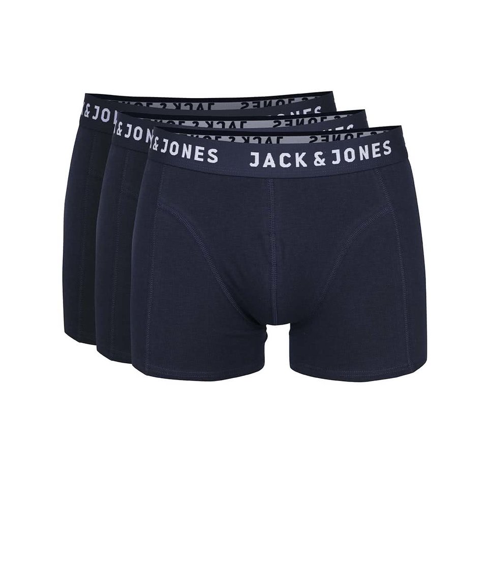 Sada tří tmavě modrých boxerek Jack & Jones Lincoln
