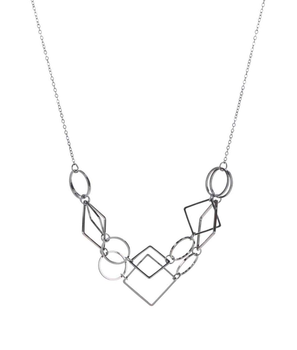 Metalický náhrdelník s geometrickými přívěsky Pieces Line