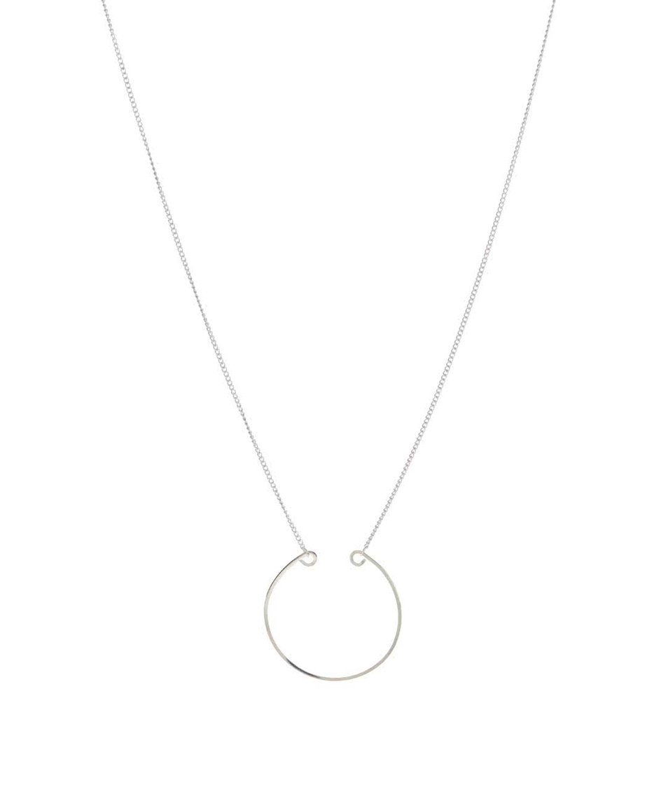 Dlouhý náhrdelník ve stříbrné barvě s kulatým přívěskem Pieces Line
