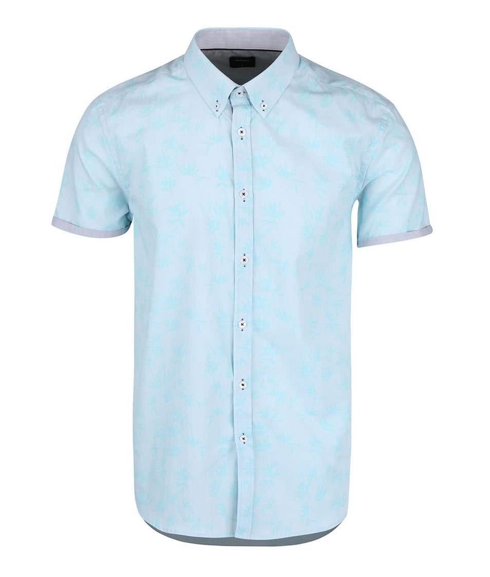 Světle modrá vzorovaná košile s krátkým rukávem Burton Menswear London
