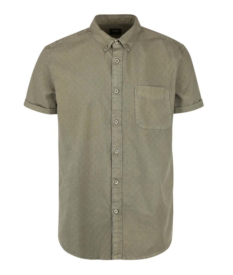 Khaki vzorovaná košile s kapsou Burton Menswear London