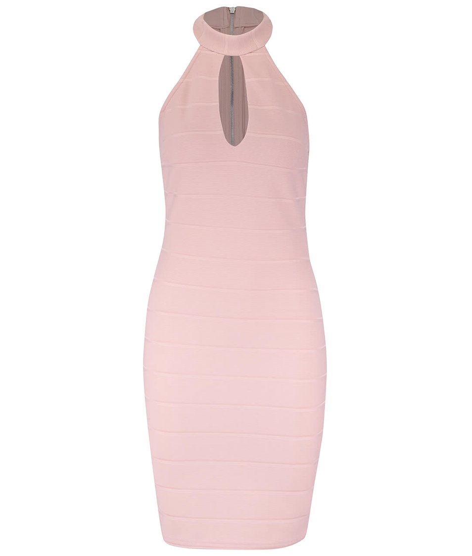 Světle růžové strečové šaty Miss Selfridge