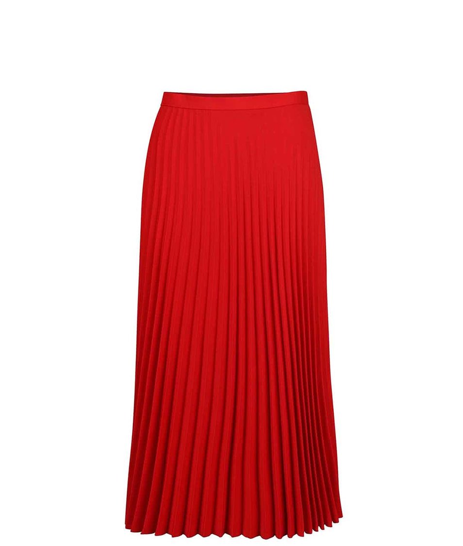 Červená plisovaná midi sukně Dorothy Perkins