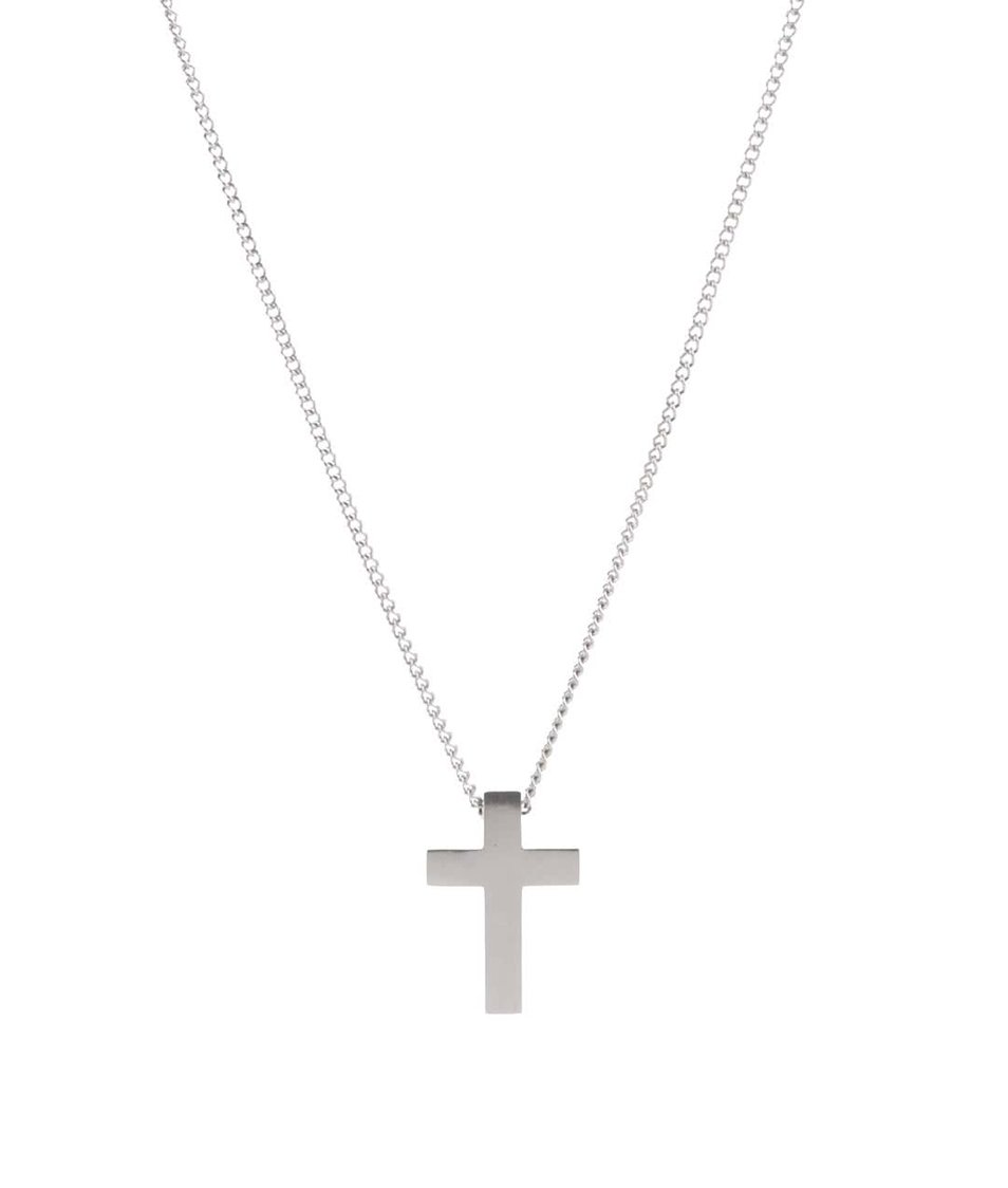 Pánský řetízek s křížem ve stříbrné barvě Lucleon Cross