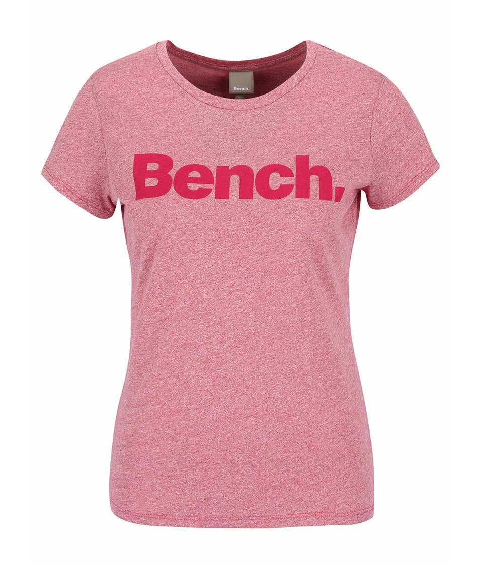 Tmavě růžové žíhané dámské tričko s potiskem Bench