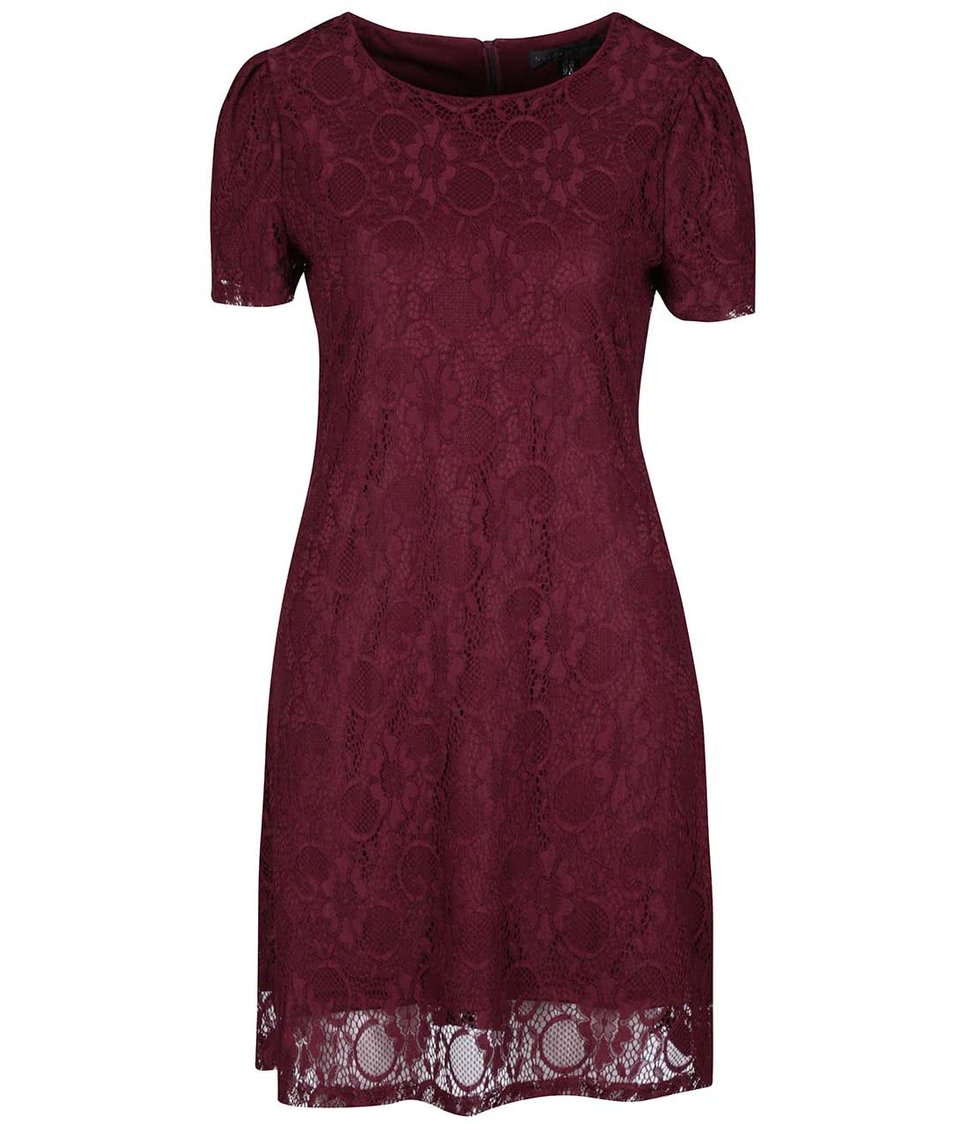Vínové krajkované šaty Mela London