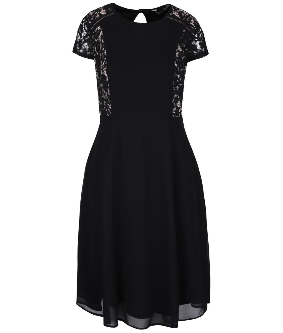 Černé šaty s krajkovanými detaily Dorothy Perkins