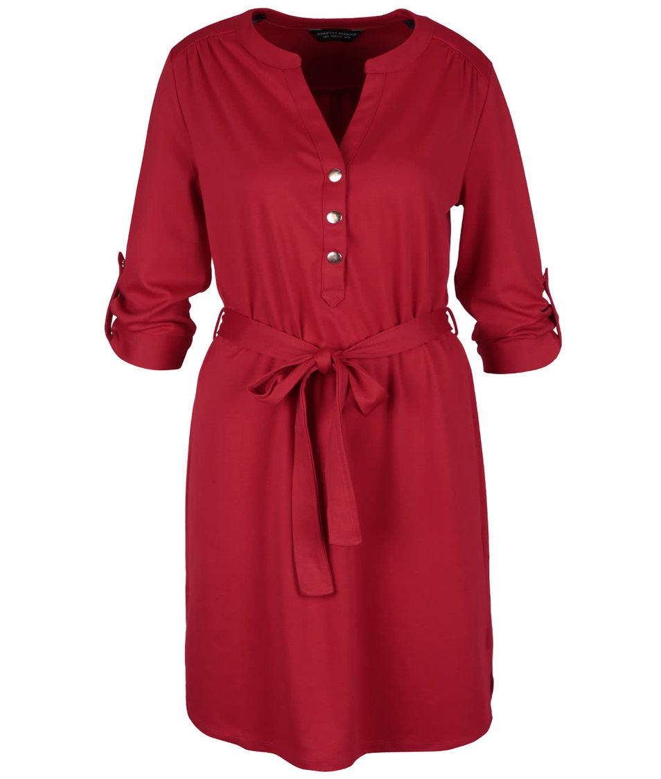 Červené šaty s 3/4 rukávy Dorothy Perkins