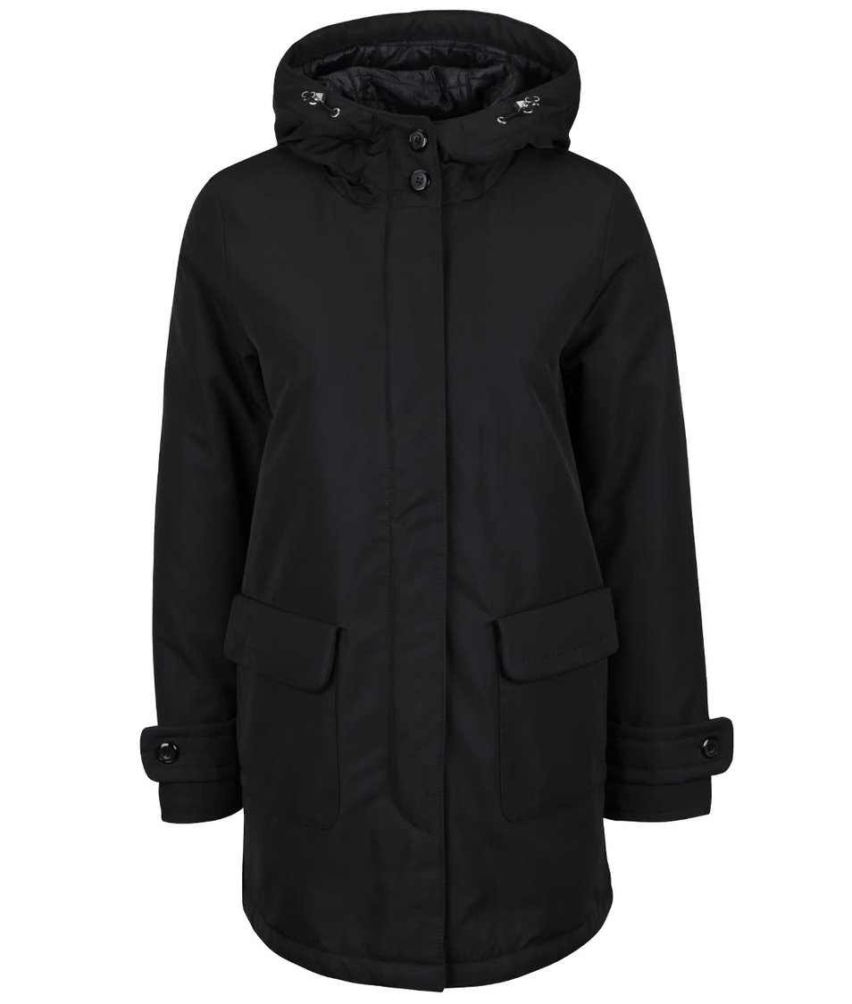 Černý dámský kabát s kapsami Geox