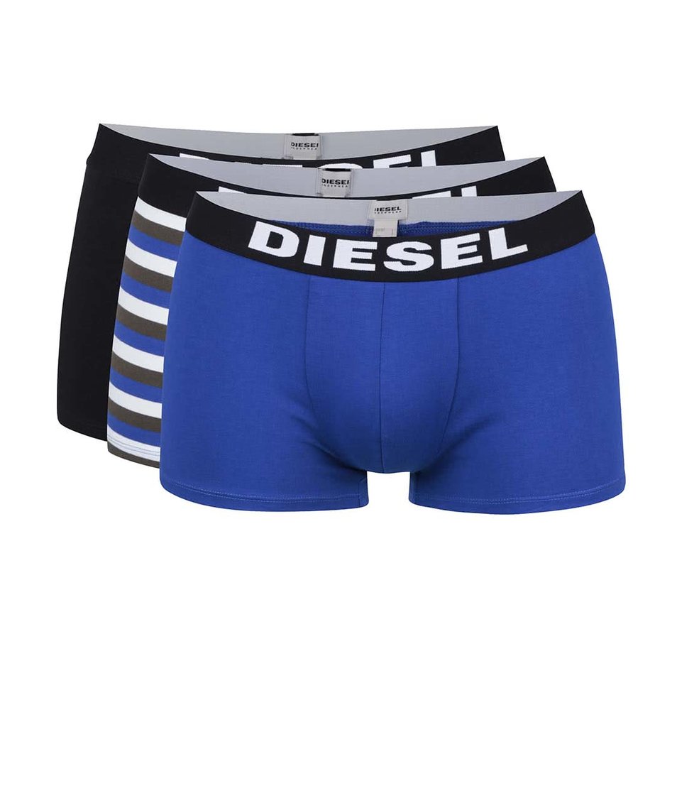 Sada tří boxerek v modré, černé a modro-krémové barvě Diesel