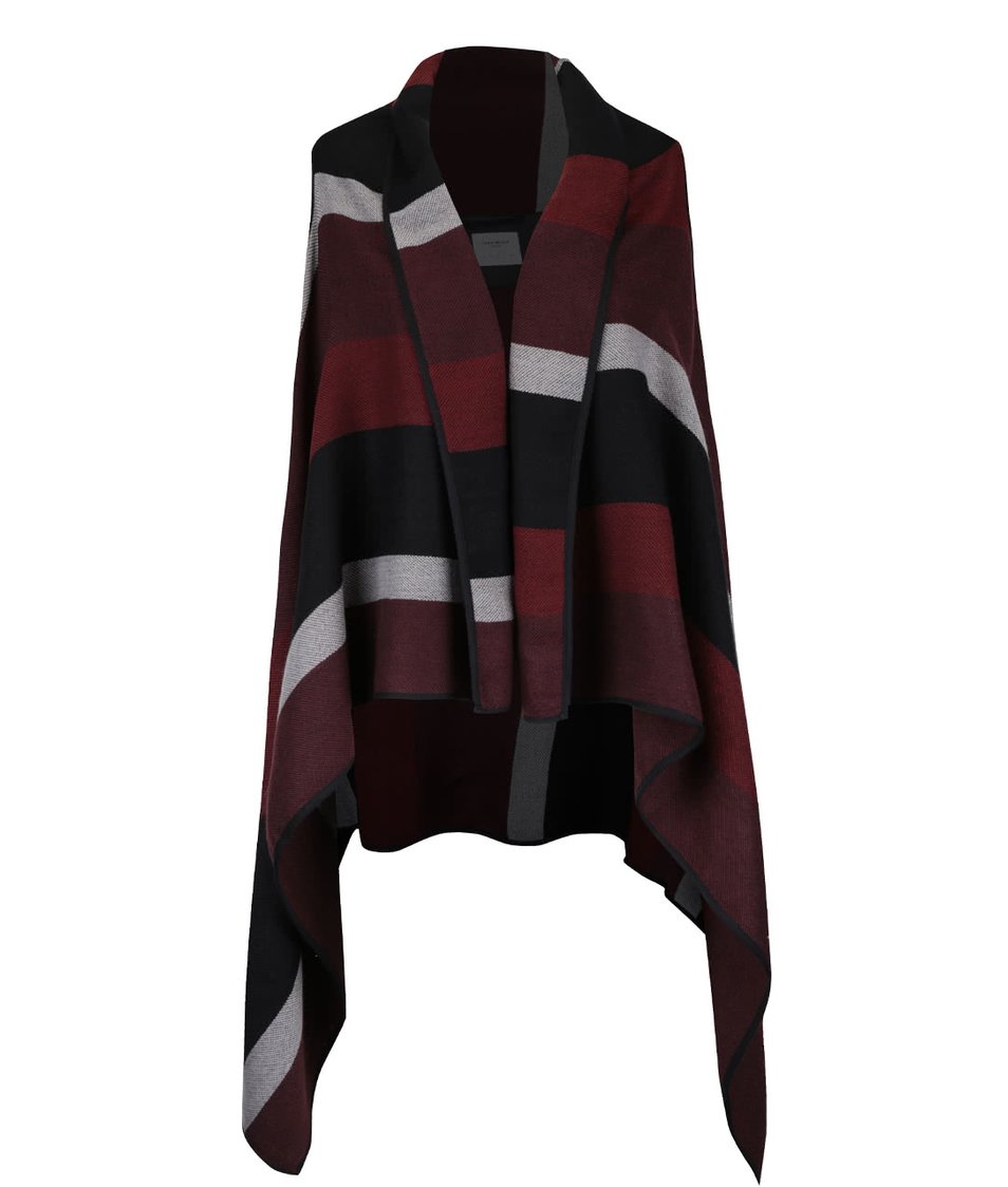Černo-vínová pruhovaná vesta s cípy Vero Moda Centro