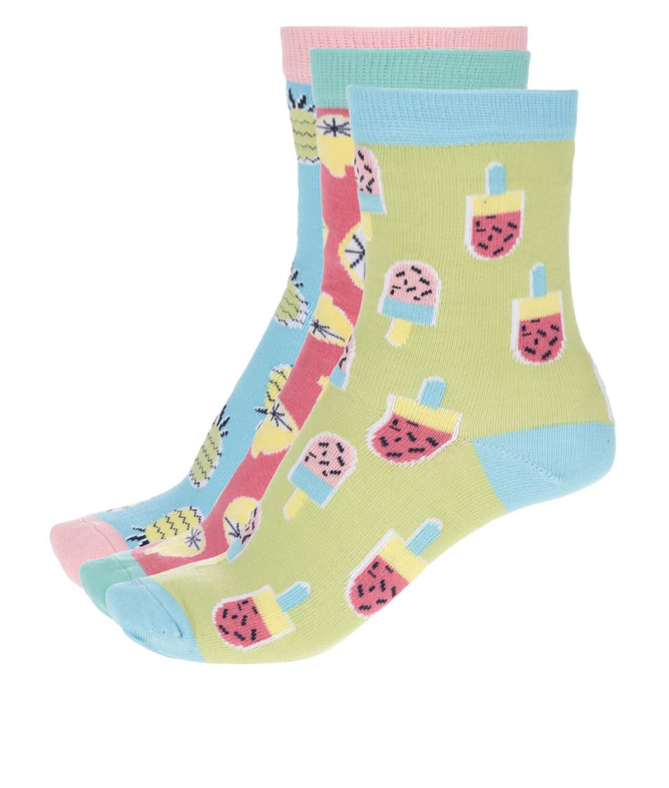 Sada tří barevných dámských/holčičích ponožek s motivem ovoce Oddsocks Kitschy