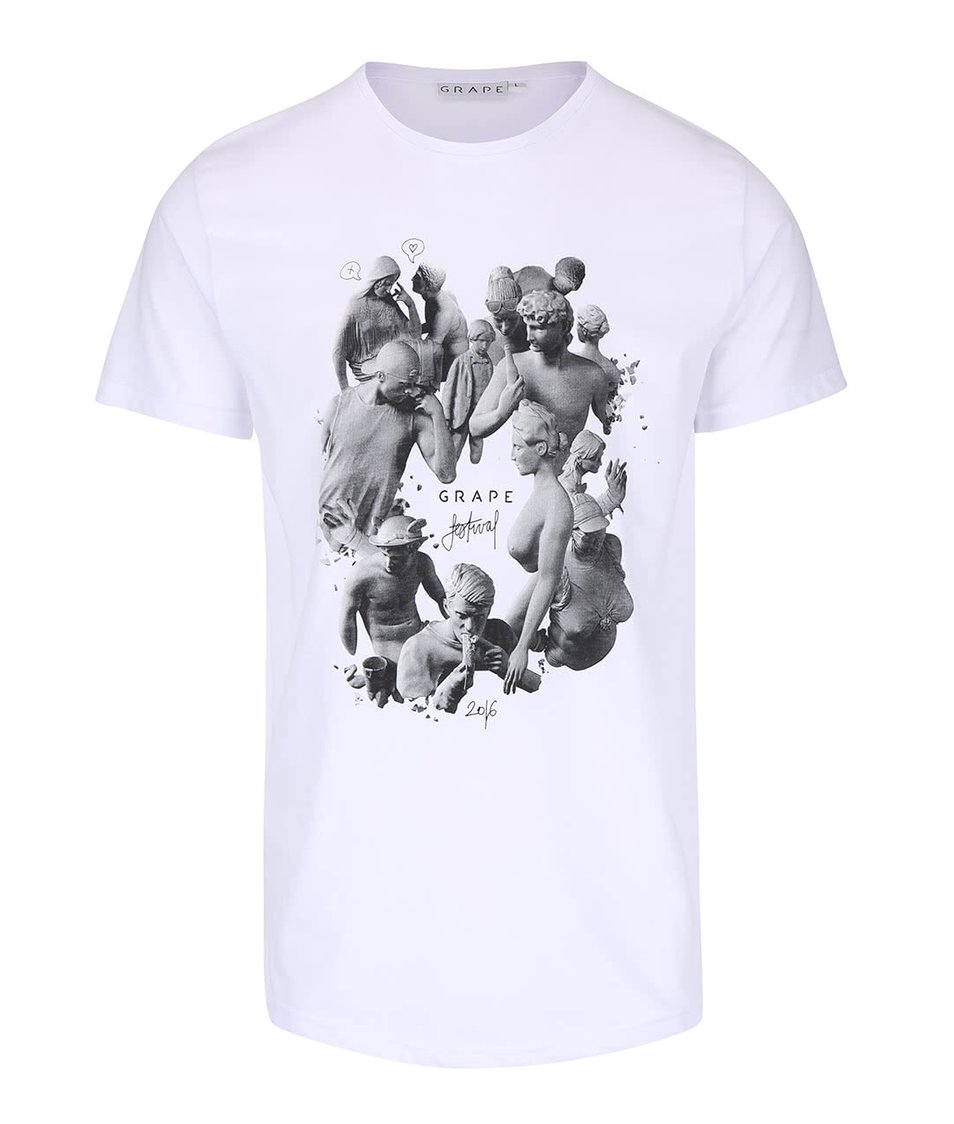 Bílé pánské triko s festivalovým motivem Grape