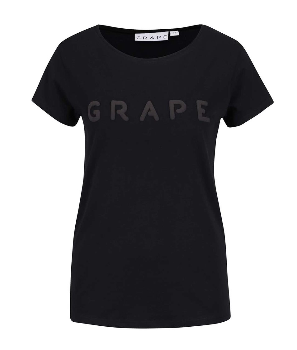 Černé dámské tričko s plastickým potiskem Grape