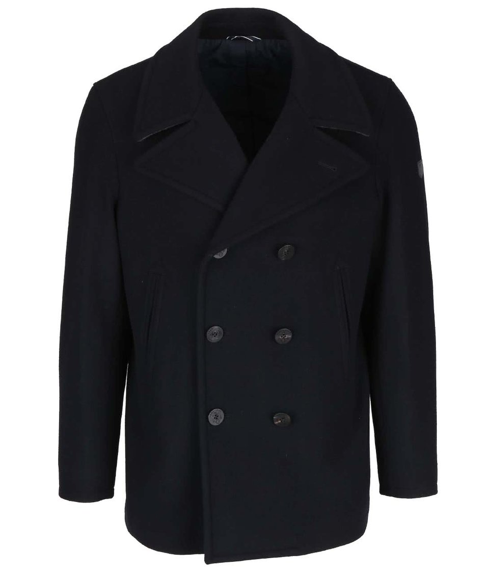 Černý pánský luxusní kabát z vlny GANT