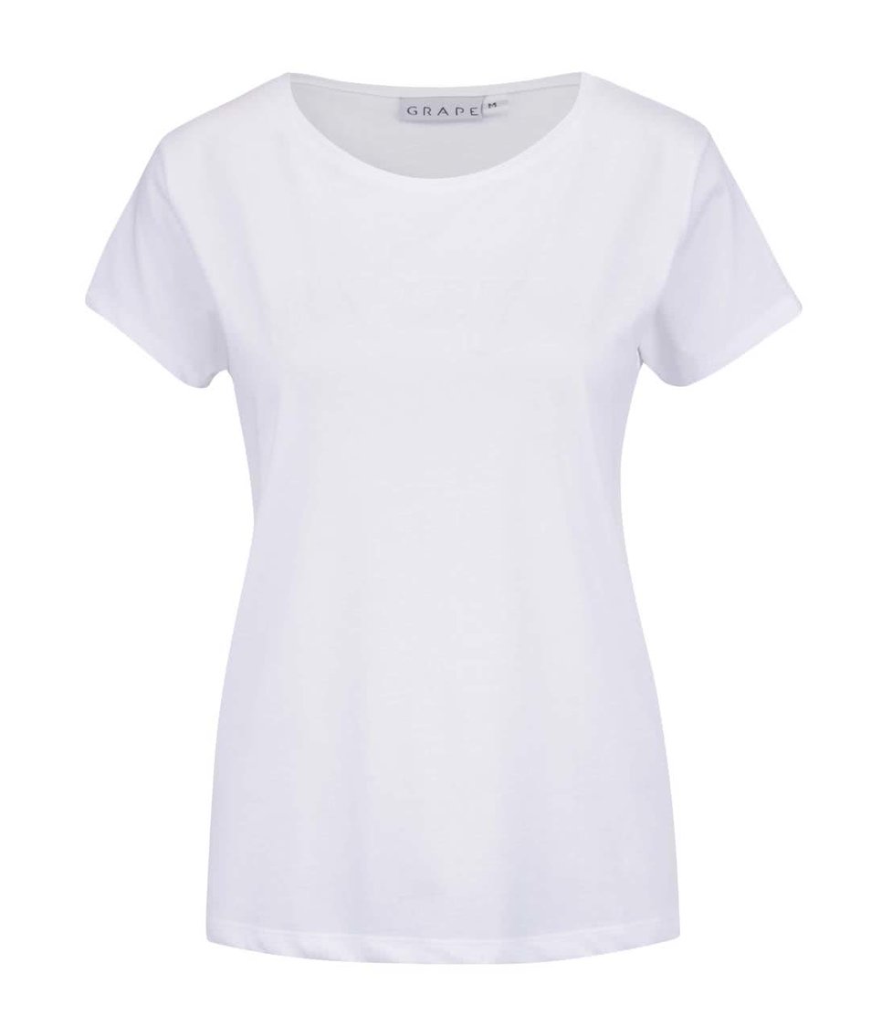 Bílé dámské tričko s plastickým nápisem Grape
