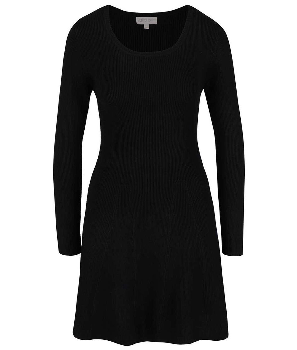 Černé úpletové šaty s dlouhým rukávem Apricot