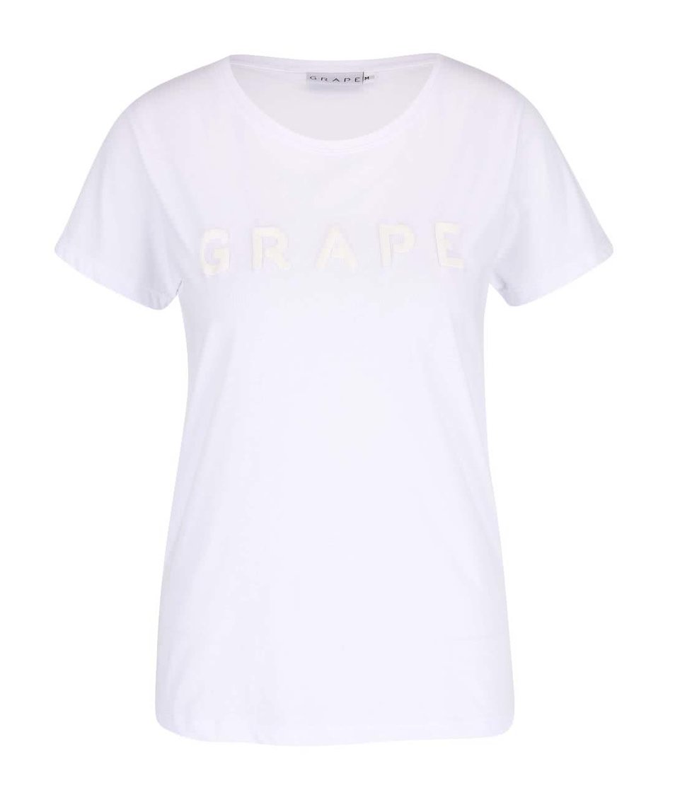 Bílé dámské tričko s plastickým potiskem Grape