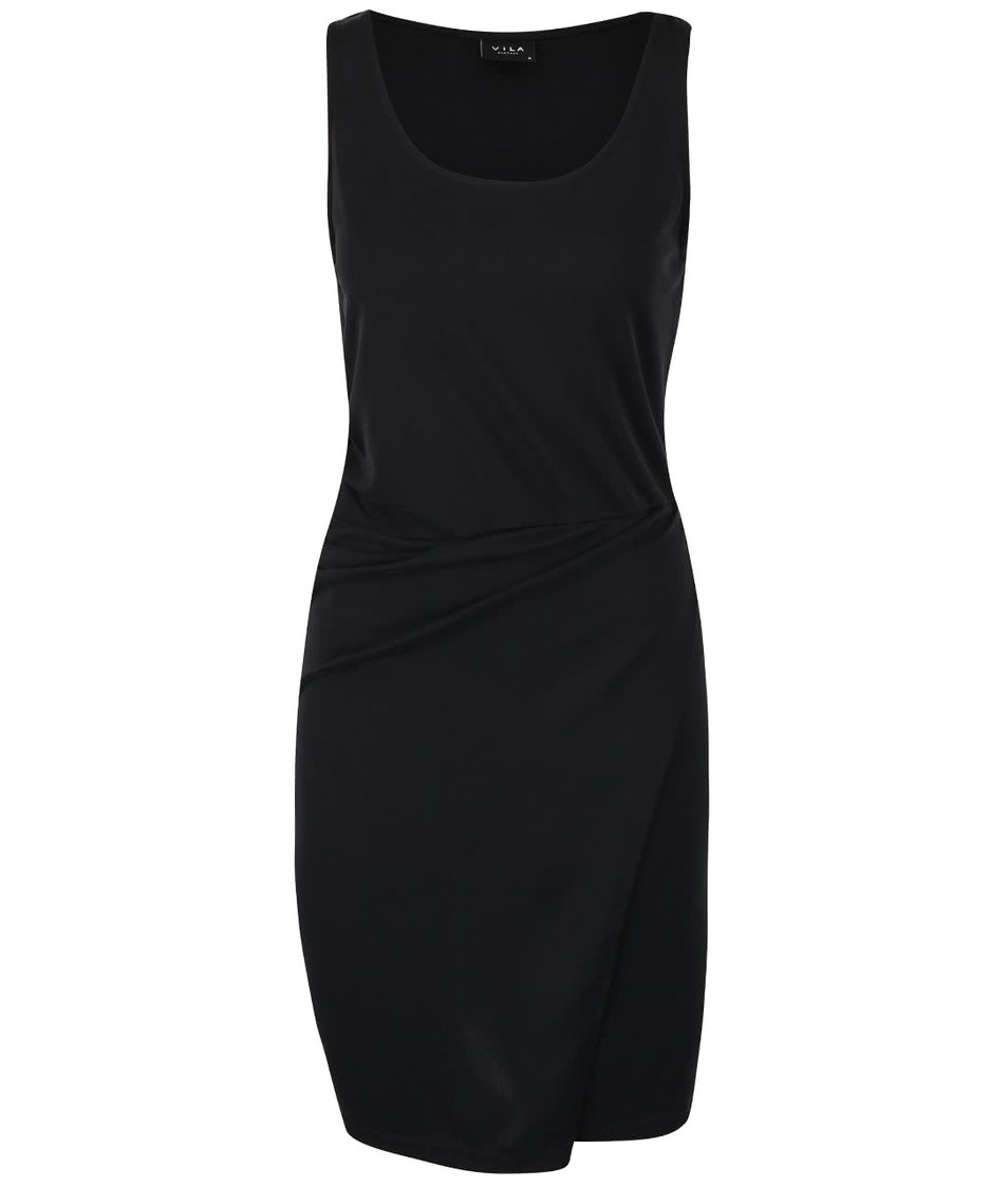 Černé šaty s překládanou sukní VILA Tucca