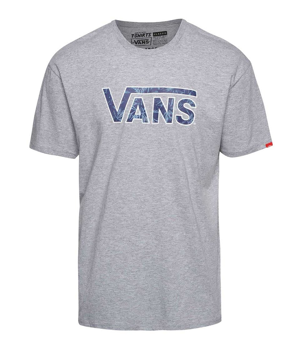 Šedé žíhané pánské triko s potiskem Vans Classic