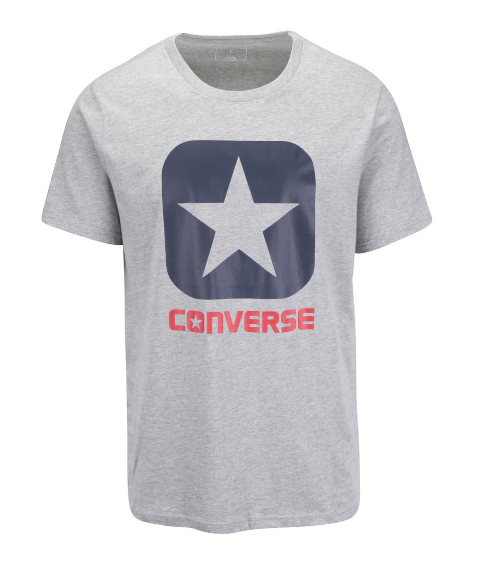 Šedé pánské triko s potiskem Converse Core boxstar