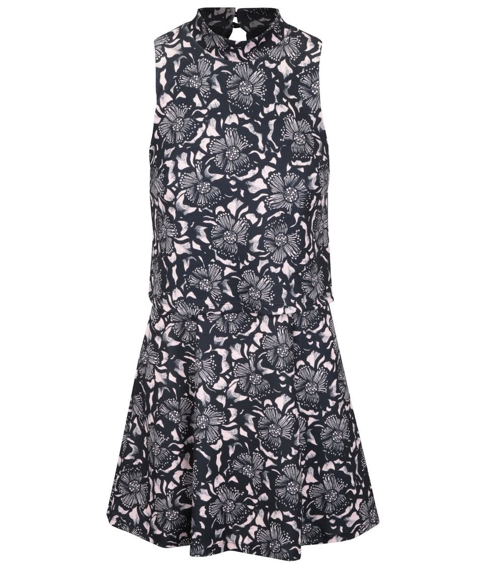 Růžovo-černé šaty s květinovým motivem Miss Selfridge