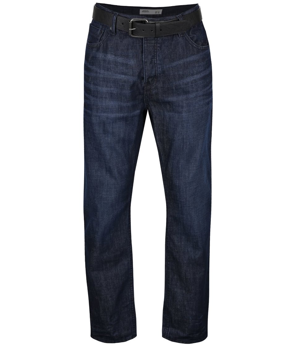 Tmavě modré vyšisované džíny s páskem Burton Menswear London