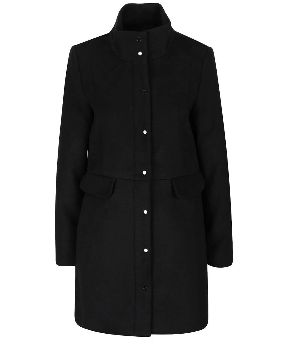 Černý kabát s límcem Vero Moda One Dope
