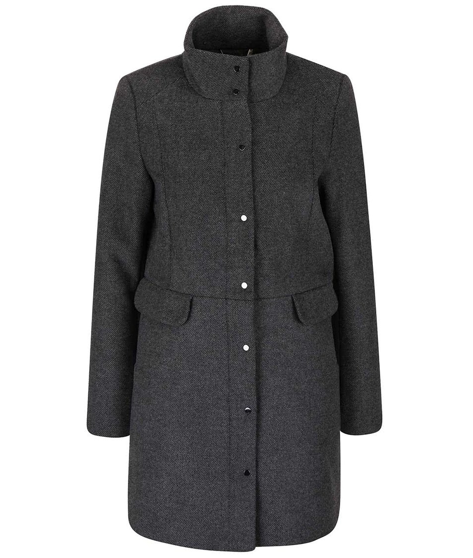 Tmavě šedý kabát s límcem Vero Moda One Dope
